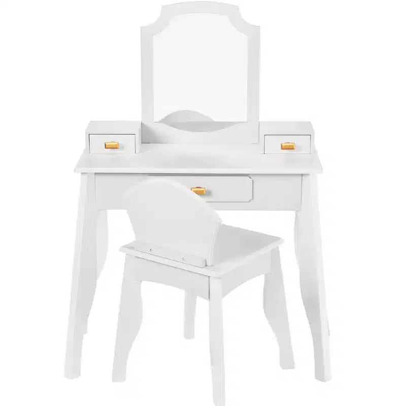 Set toeletta e sedia in legno per bambini con specchio – Rosa/Bianco, 1 bambino
