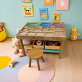 Set Tavolo e 2 Sedie per Bambini in Legno Naturale, Rettangolare, 3 Pezzi