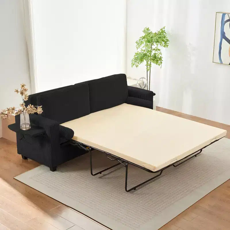 Divanetto divano letto estraibile 2 in 1 beige/nero, 2 posti