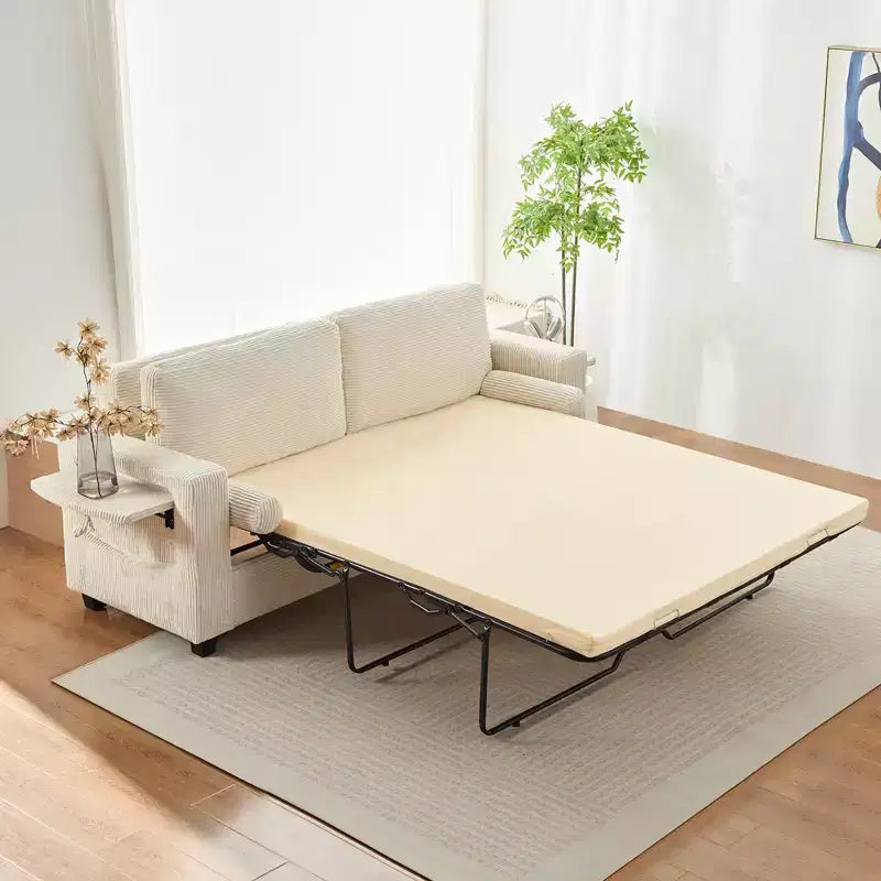 Divanetto divano letto estraibile 2 in 1 beige/nero, 2 posti