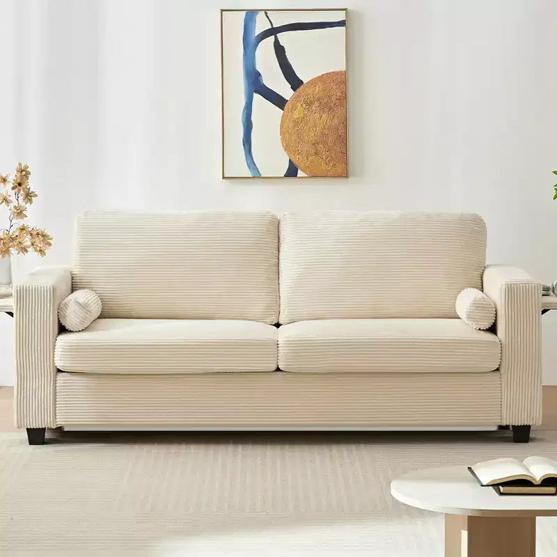 Divanetto divano letto estraibile 2 in 1 beige/nero, 2 posti