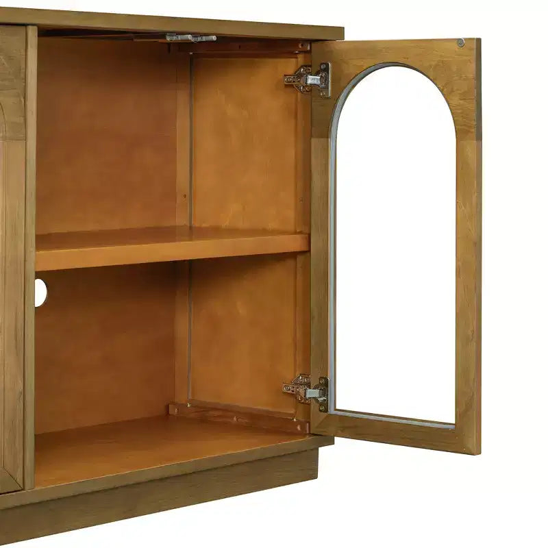 Madia a 4 ante con ante in vetro ad arco color blu notte / pino antico