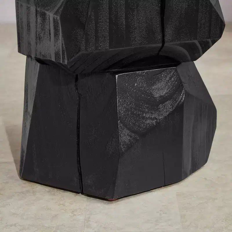 Tavolino d'appoggio in legno di pino nero naturale, 1 posto