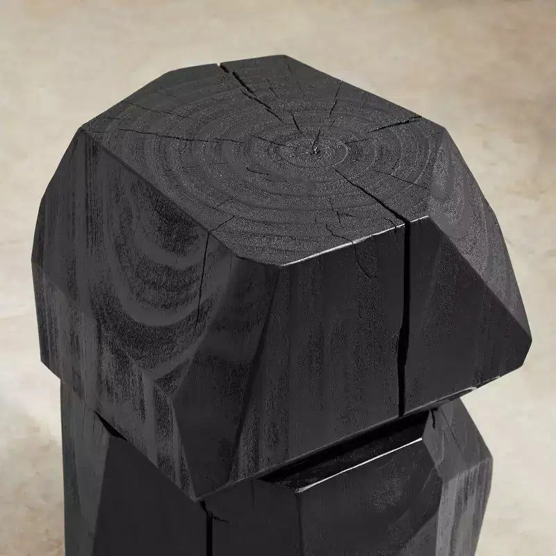 Tavolino d'appoggio in legno di pino nero naturale, 1 posto