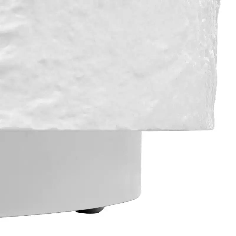 Tavolino da Caffè Rotondo Bianco con Piano Effetto Pietra, 1 Posto