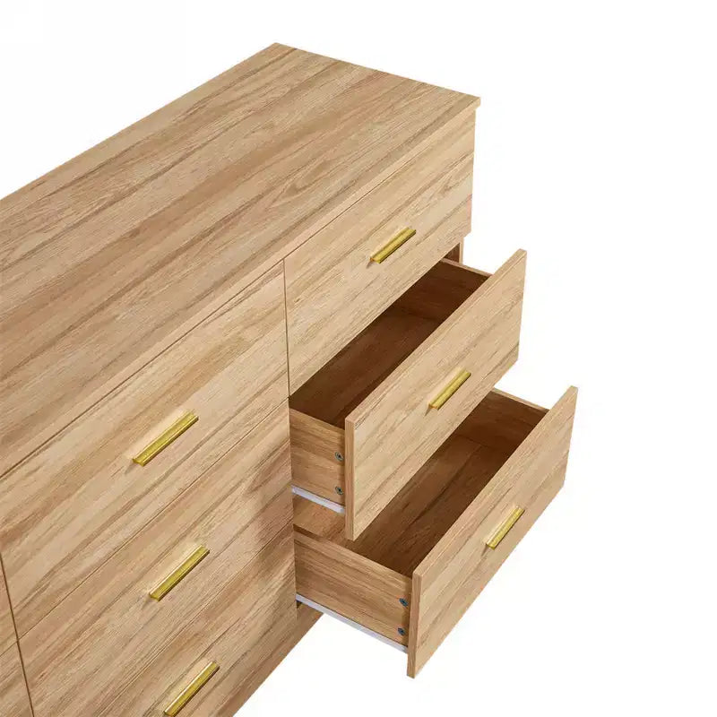 Cassettiera a 9 cassetti – Venatura del legno naturale, MDF, Utente singolo