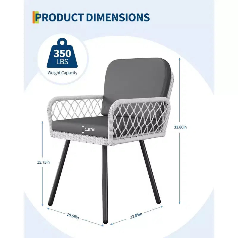 Sedie da pranzo per esterni in rattan bianco e nero, set da 4