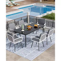 Sedie da pranzo per esterni in rattan bianco e nero, set da 4