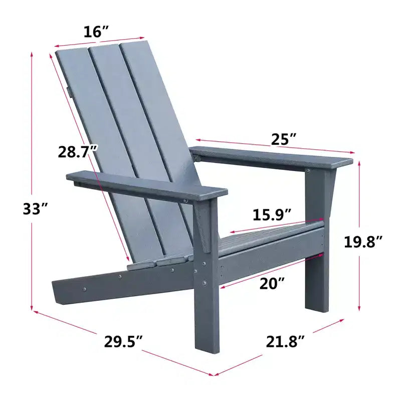 Sedia a sdraio Adirondack in HDPE grigio scuro, senza braccioli, 1 persona