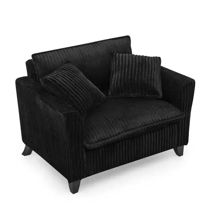 Poltrona monoposto in velluto a coste con cuscino e braccioli – Beige / Nero / Blu / Marrone / Grigio / Rosa
