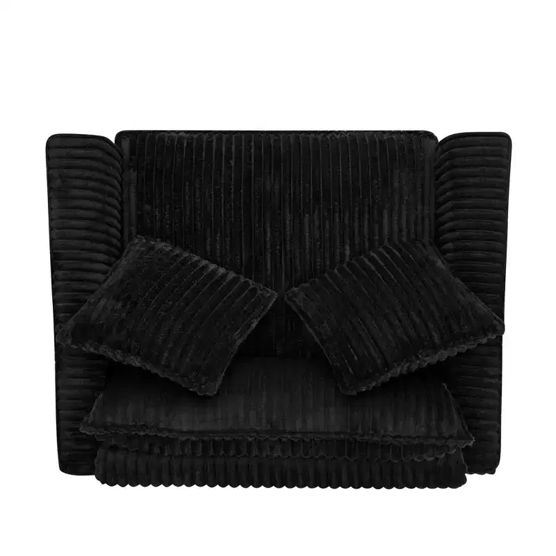 Poltrona monoposto in velluto a coste con cuscino e braccioli – Beige / Nero / Blu / Marrone / Grigio / Rosa