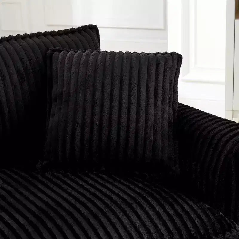 Poltrona monoposto in velluto a coste con cuscino e braccioli – Beige / Nero / Blu / Marrone / Grigio / Rosa