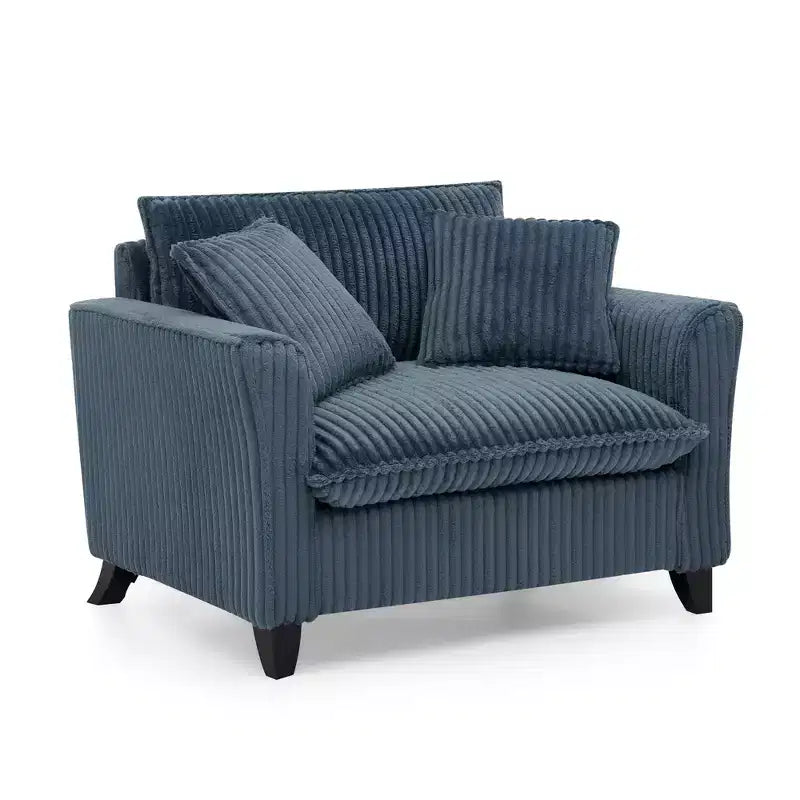 Poltrona monoposto in velluto a coste con cuscino e braccioli – Beige / Nero / Blu / Marrone / Grigio / Rosa