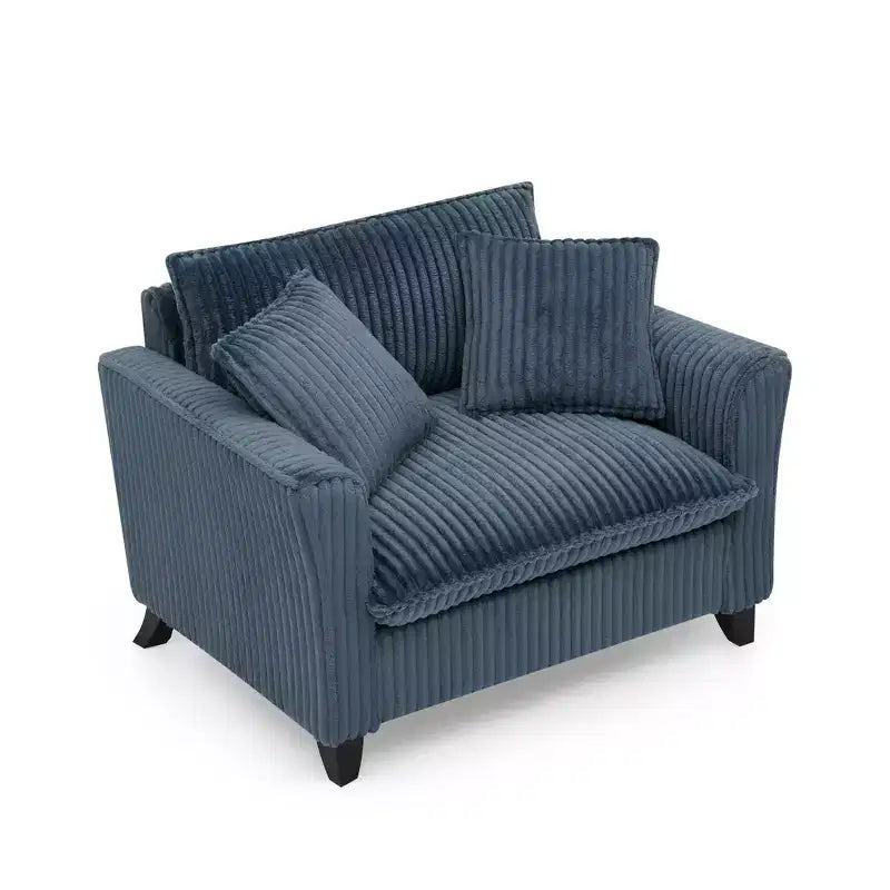 Poltrona monoposto in velluto a coste con cuscino e braccioli – Beige / Nero / Blu / Marrone / Grigio / Rosa