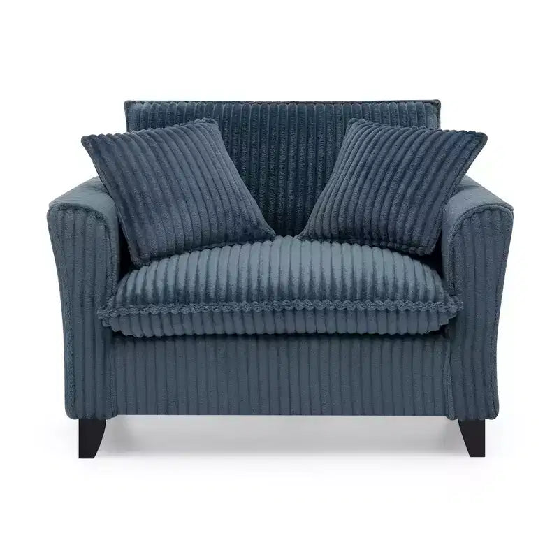 Poltrona monoposto in velluto a coste con cuscino e braccioli – Beige / Nero / Blu / Marrone / Grigio / Rosa