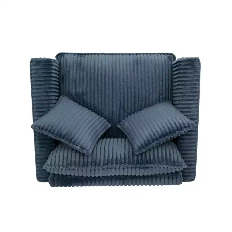 Poltrona monoposto in velluto a coste con cuscino e braccioli – Beige / Nero / Blu / Marrone / Grigio / Rosa