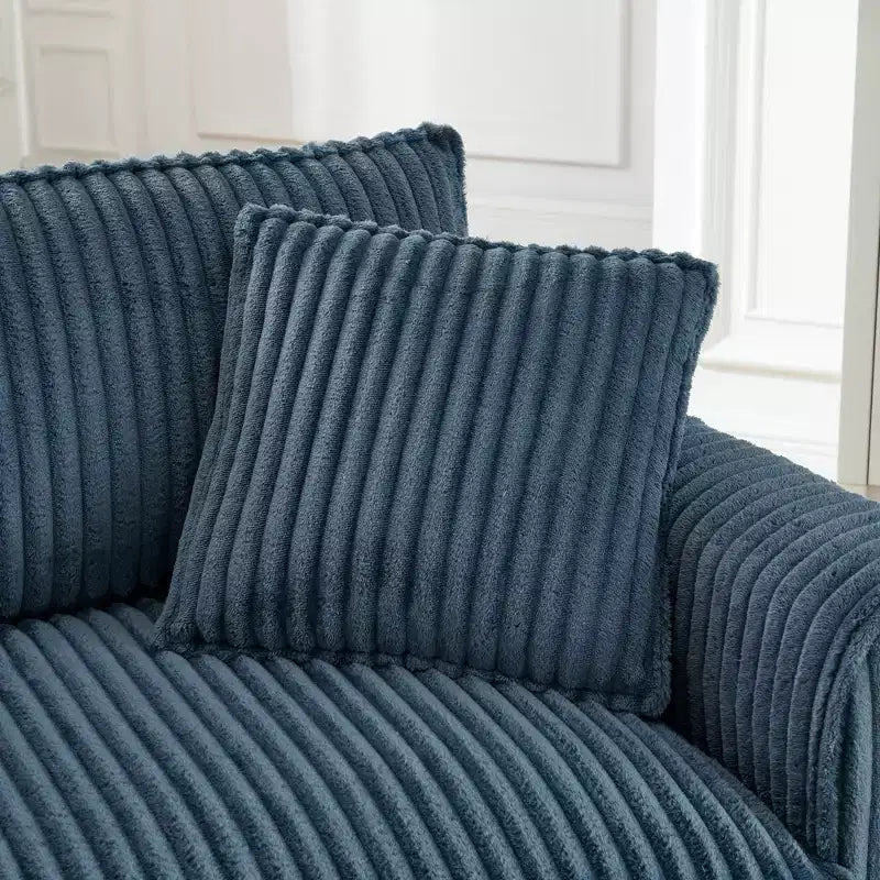 Poltrona monoposto in velluto a coste con cuscino e braccioli – Beige / Nero / Blu / Marrone / Grigio / Rosa