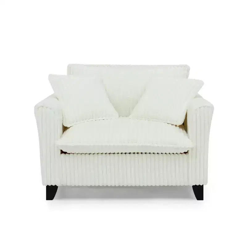 Poltrona monoposto in velluto a coste con cuscino e braccioli – Beige / Nero / Blu / Marrone / Grigio / Rosa