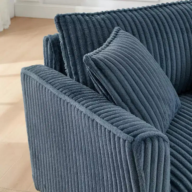 Poltrona monoposto in velluto a coste con cuscino e braccioli – Beige / Nero / Blu / Marrone / Grigio / Rosa