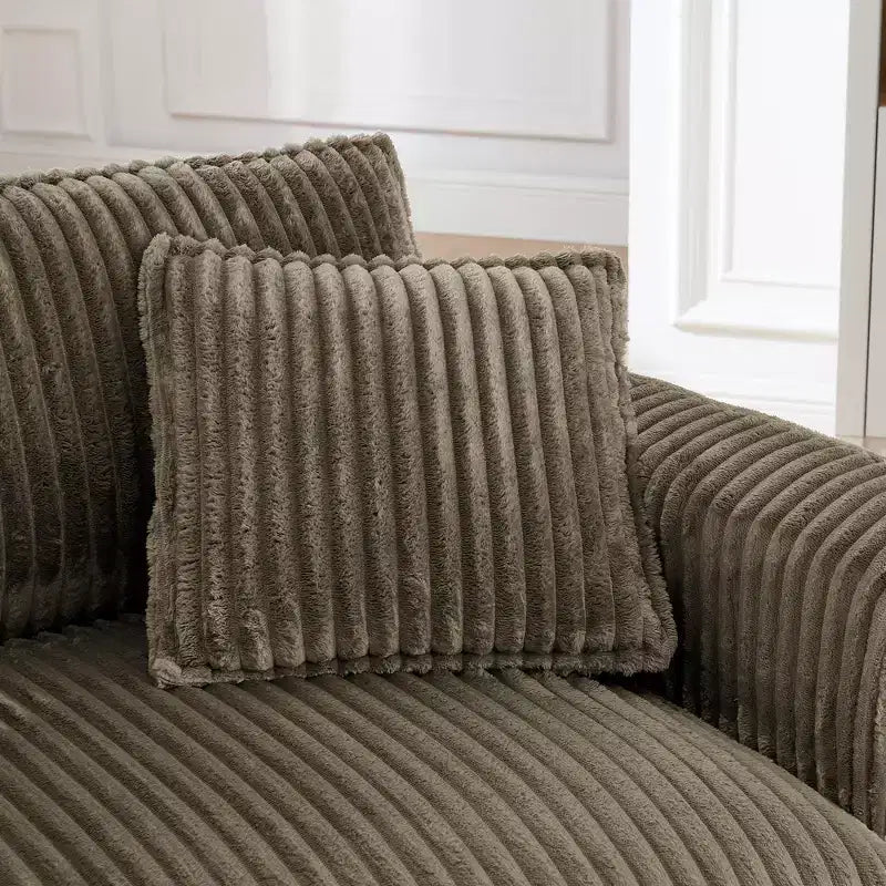 Poltrona monoposto in velluto a coste con cuscino e braccioli – Beige / Nero / Blu / Marrone / Grigio / Rosa