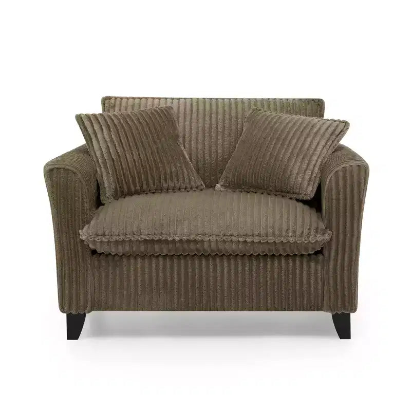 Poltrona monoposto in velluto a coste con cuscino e braccioli – Beige / Nero / Blu / Marrone / Grigio / Rosa