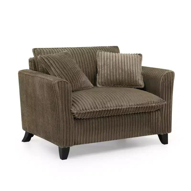 Poltrona monoposto in velluto a coste con cuscino e braccioli – Beige / Nero / Blu / Marrone / Grigio / Rosa
