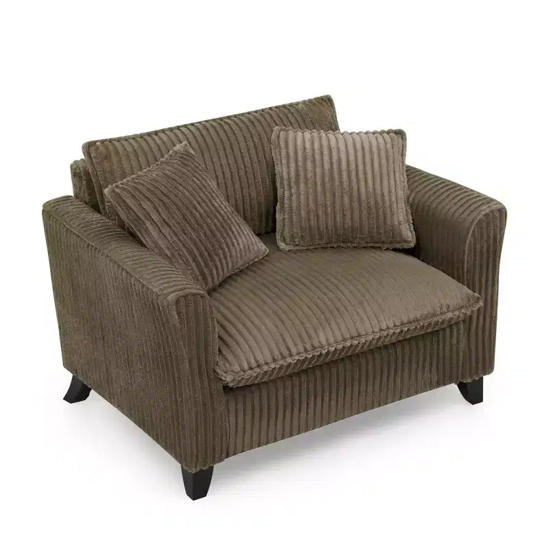 Poltrona monoposto in velluto a coste con cuscino e braccioli – Beige / Nero / Blu / Marrone / Grigio / Rosa