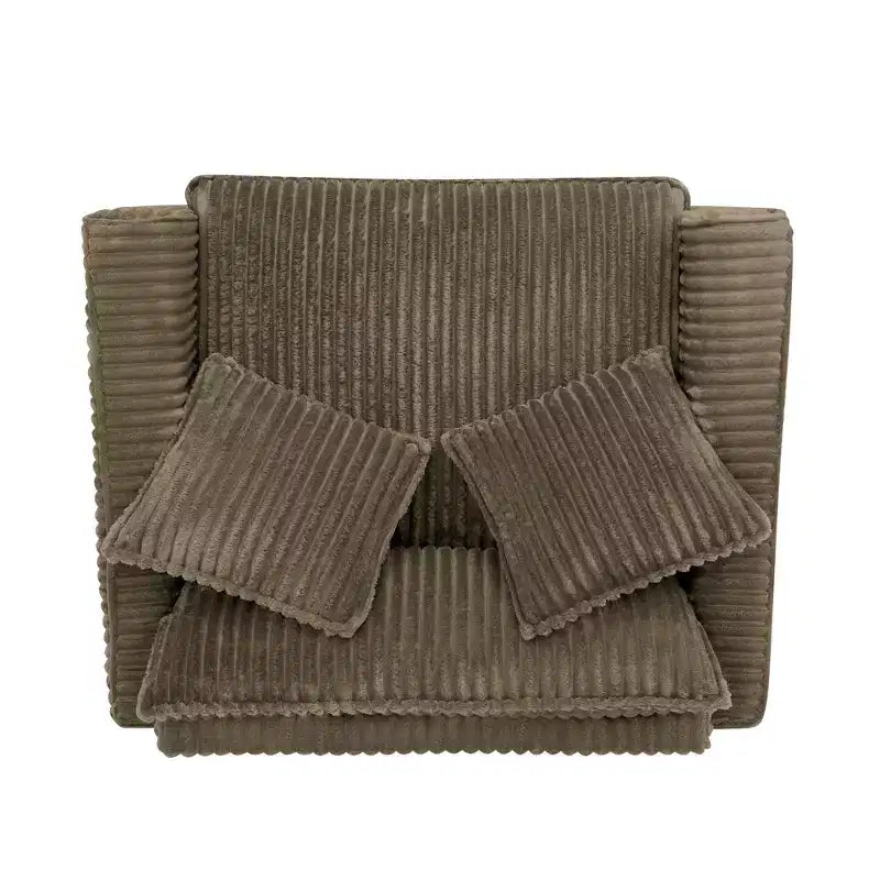 Poltrona monoposto in velluto a coste con cuscino e braccioli – Beige / Nero / Blu / Marrone / Grigio / Rosa