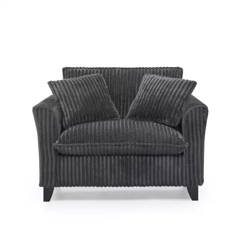 Poltrona monoposto in velluto a coste con cuscino e braccioli – Beige / Nero / Blu / Marrone / Grigio / Rosa