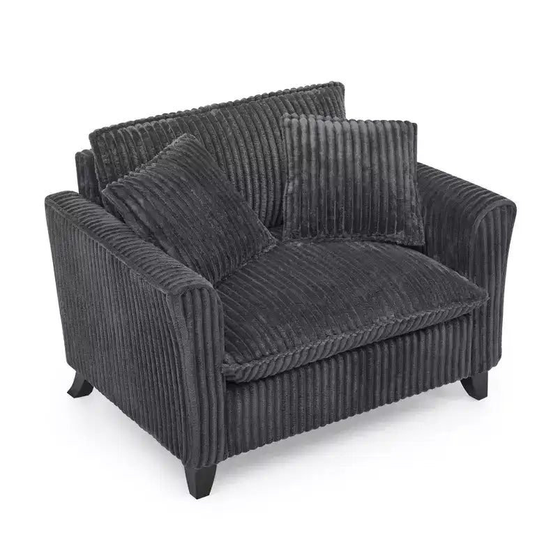 Poltrona monoposto in velluto a coste con cuscino e braccioli – Beige / Nero / Blu / Marrone / Grigio / Rosa