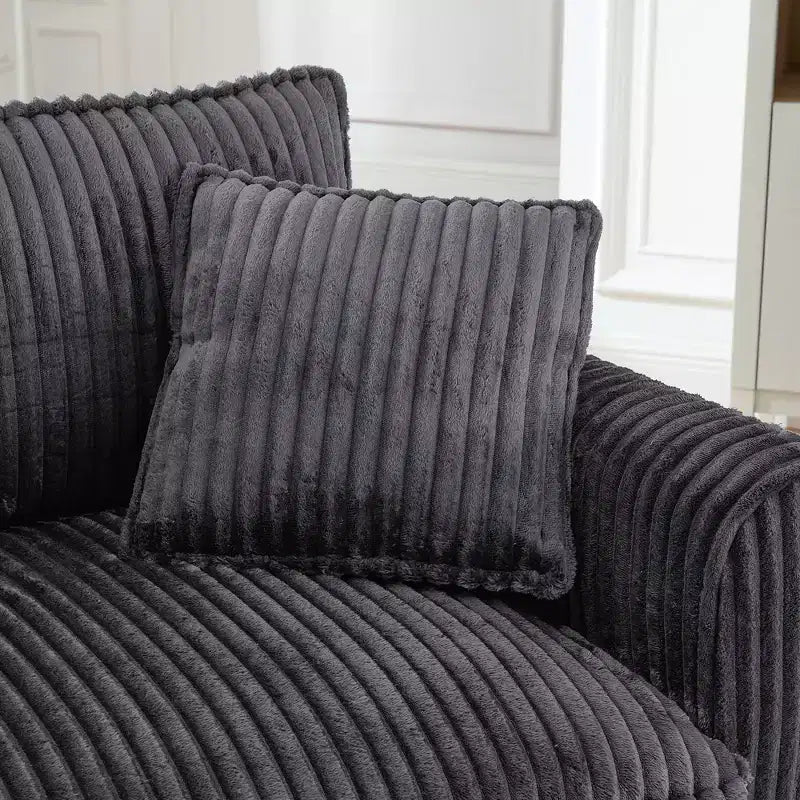 Poltrona monoposto in velluto a coste con cuscino e braccioli – Beige / Nero / Blu / Marrone / Grigio / Rosa