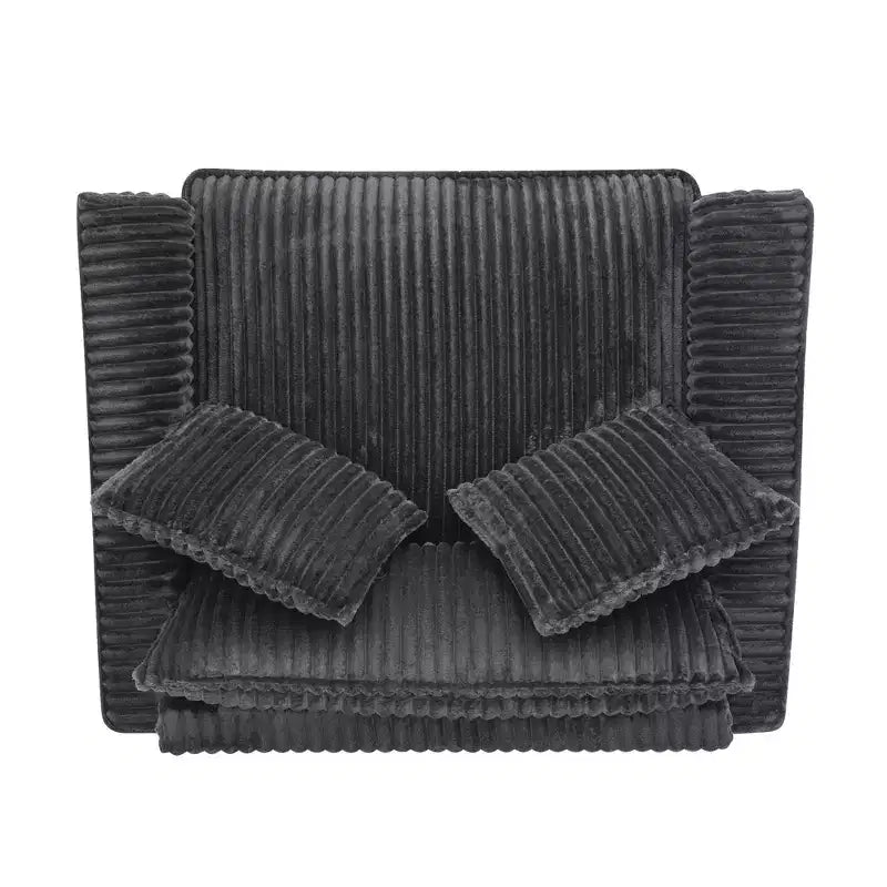 Poltrona monoposto in velluto a coste con cuscino e braccioli – Beige / Nero / Blu / Marrone / Grigio / Rosa