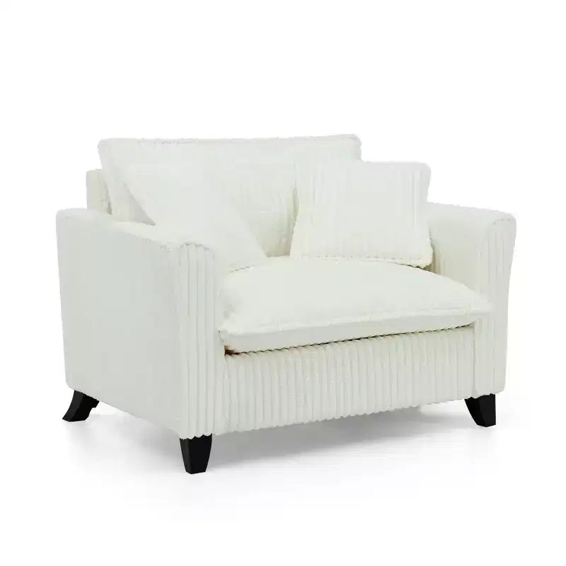 Poltrona monoposto in velluto a coste con cuscino e braccioli – Beige / Nero / Blu / Marrone / Grigio / Rosa