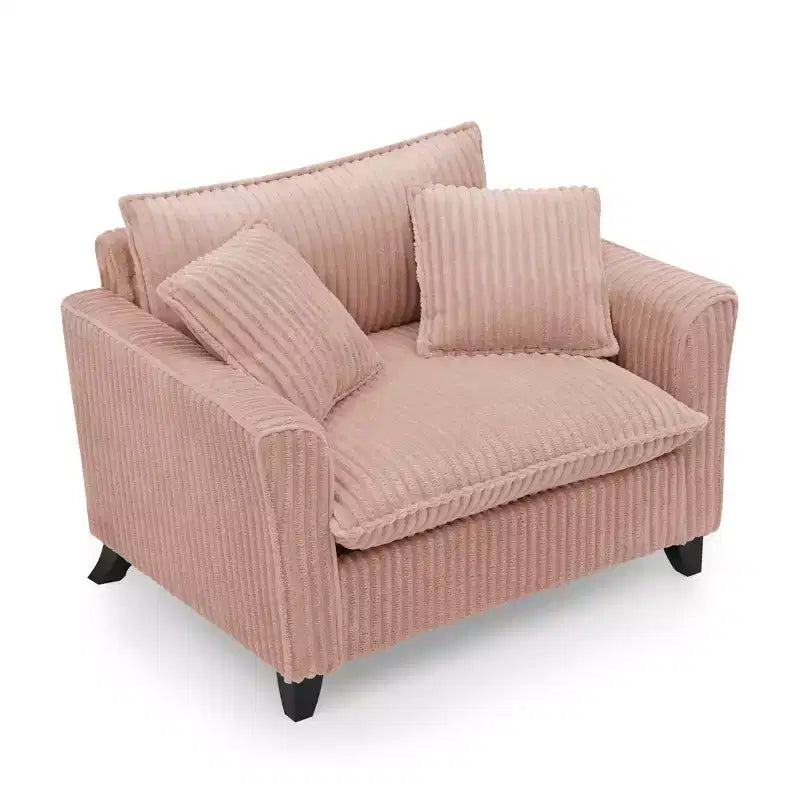 Poltrona monoposto in velluto a coste con cuscino e braccioli – Beige / Nero / Blu / Marrone / Grigio / Rosa