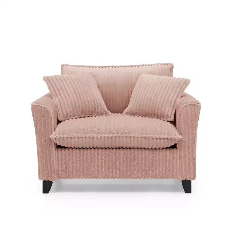 Poltrona monoposto in velluto a coste con cuscino e braccioli – Beige / Nero / Blu / Marrone / Grigio / Rosa