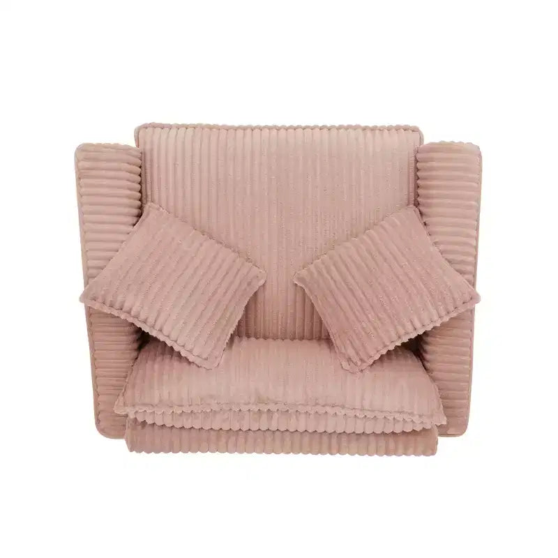 Poltrona monoposto in velluto a coste con cuscino e braccioli – Beige / Nero / Blu / Marrone / Grigio / Rosa