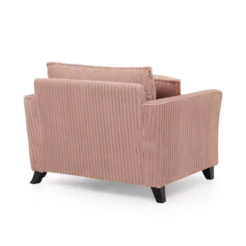 Poltrona monoposto in velluto a coste con cuscino e braccioli – Beige / Nero / Blu / Marrone / Grigio / Rosa