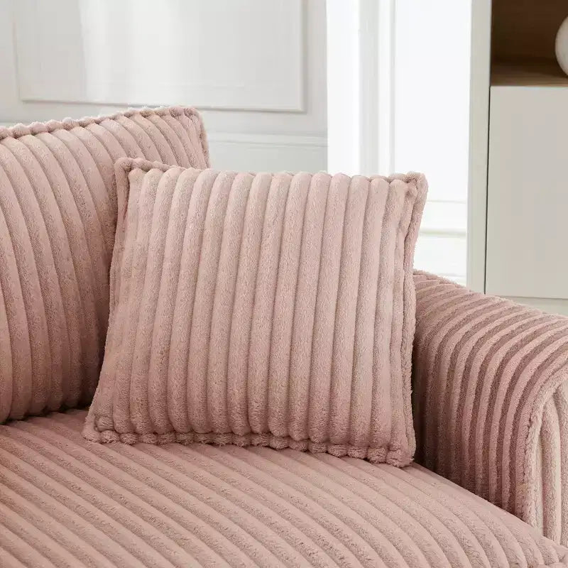 Poltrona monoposto in velluto a coste con cuscino e braccioli – Beige / Nero / Blu / Marrone / Grigio / Rosa