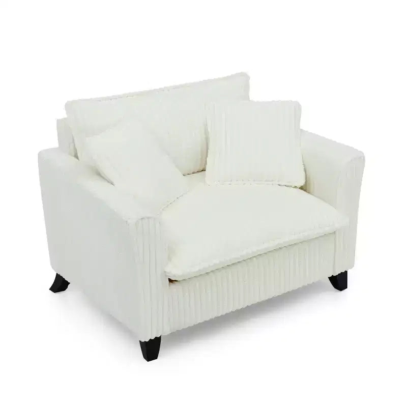 Poltrona monoposto in velluto a coste con cuscino e braccioli – Beige / Nero / Blu / Marrone / Grigio / Rosa