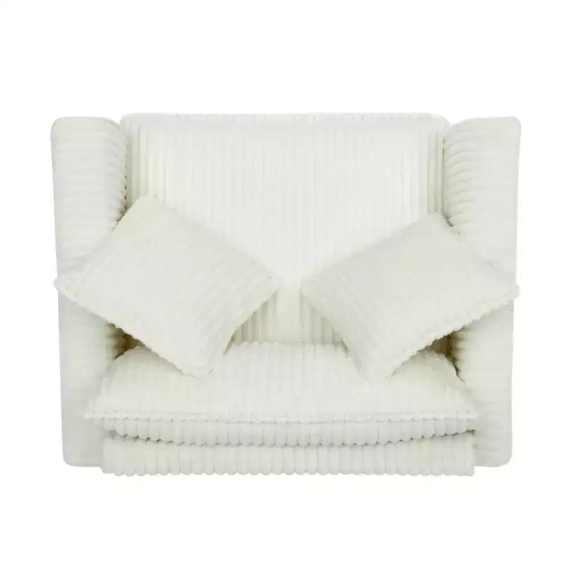 Poltrona monoposto in velluto a coste con cuscino e braccioli – Beige / Nero / Blu / Marrone / Grigio / Rosa