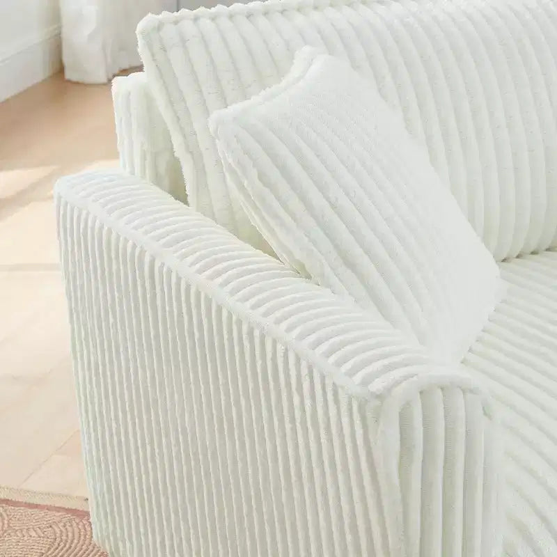 Poltrona monoposto in velluto a coste con cuscino e braccioli – Beige / Nero / Blu / Marrone / Grigio / Rosa
