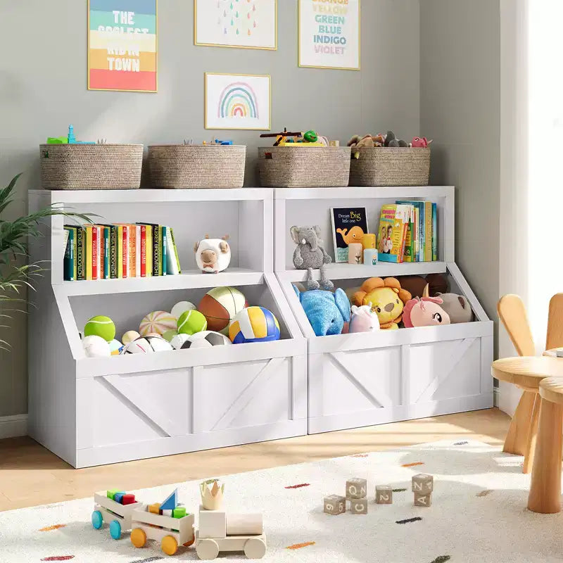 Libreria per bambini e armadietto porta-giocattoli bianco antico/bianco, 1 persona