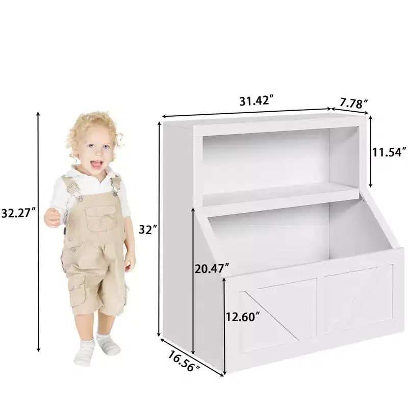 Libreria per bambini e armadietto porta-giocattoli bianco antico/bianco, 1 persona