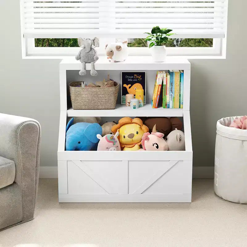 Libreria per bambini e armadietto porta-giocattoli bianco antico/bianco, 1 persona