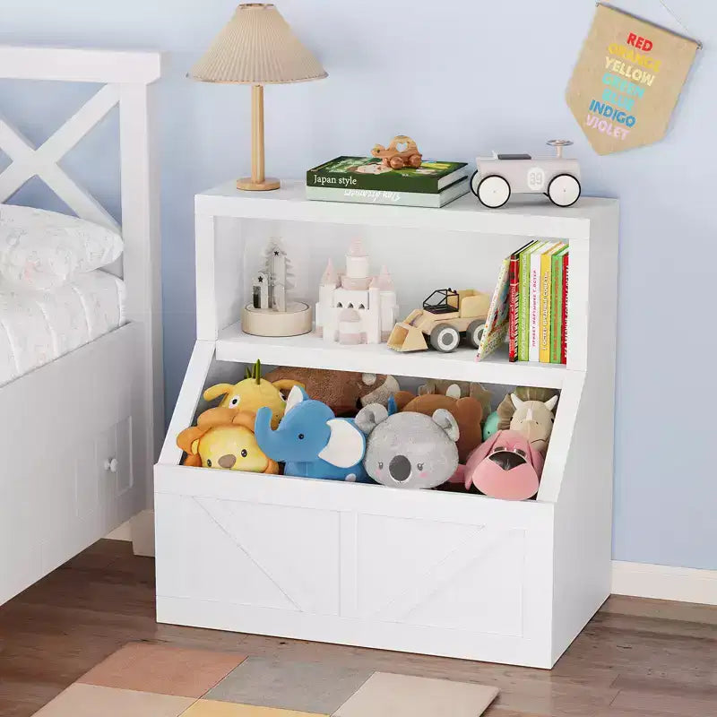 Libreria per bambini e armadietto porta-giocattoli bianco antico/bianco, 1 persona