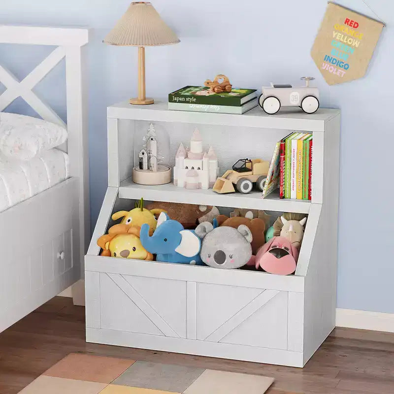 Libreria per bambini e armadietto porta-giocattoli bianco antico/bianco, 1 persona