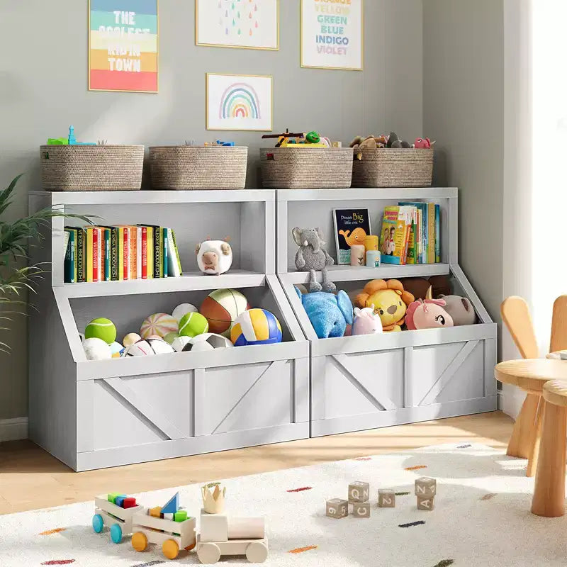 Libreria per bambini e armadietto porta-giocattoli bianco antico/bianco, 1 persona