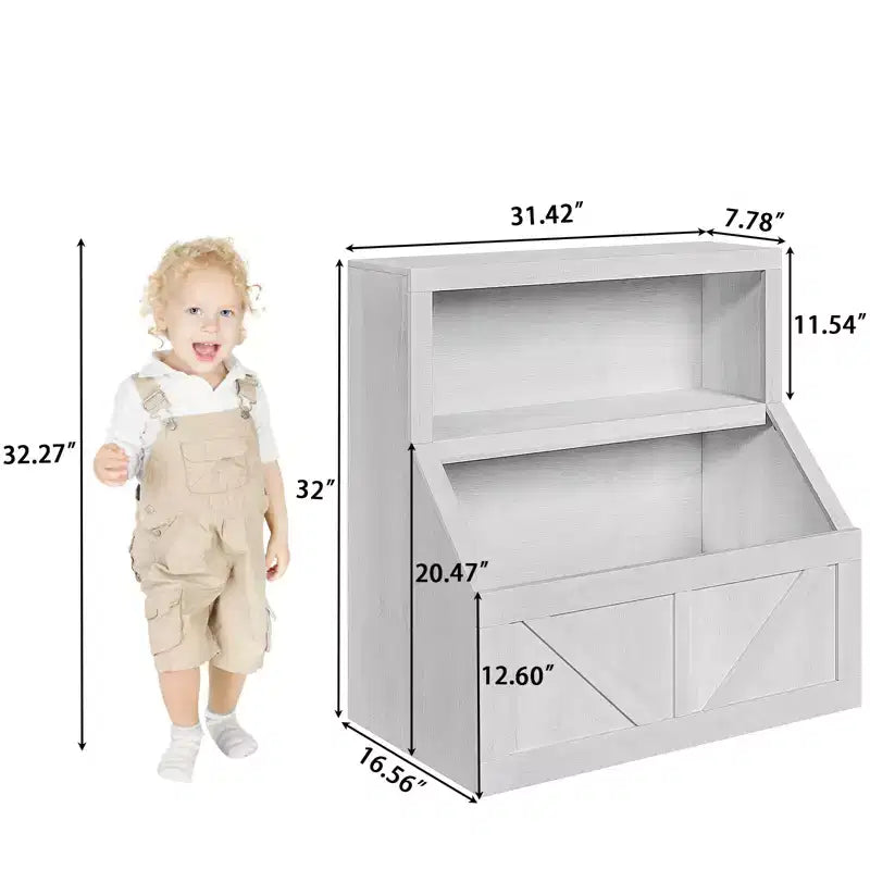 Libreria per bambini e armadietto porta-giocattoli bianco antico/bianco, 1 persona