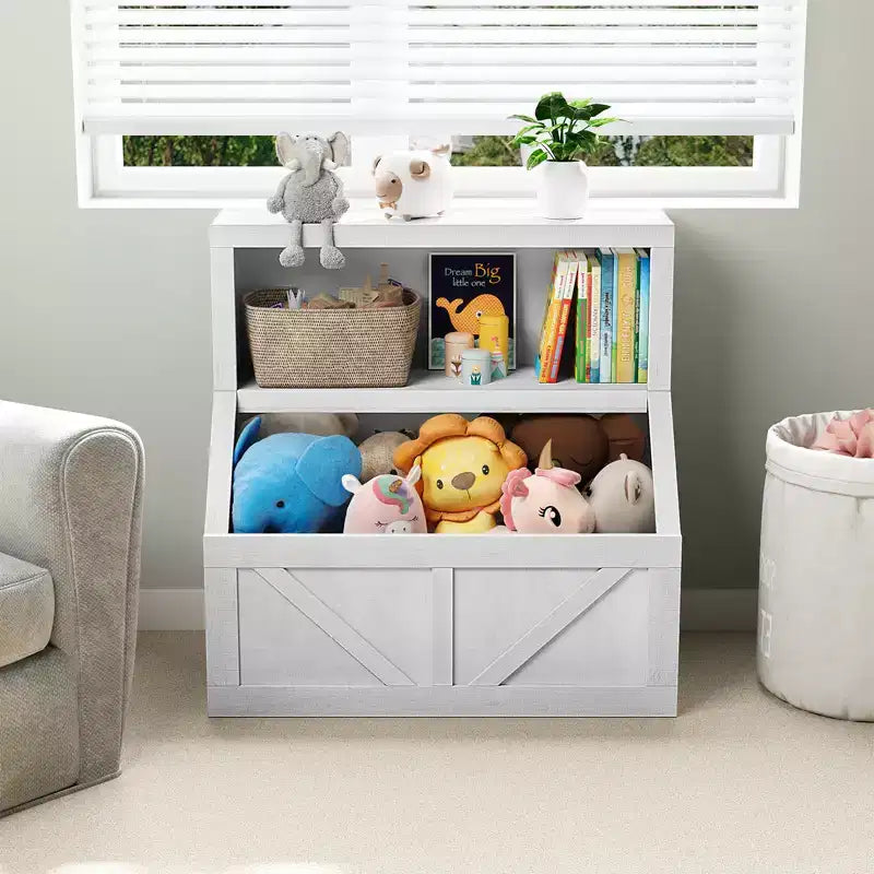 Libreria per bambini e armadietto porta-giocattoli bianco antico/bianco, 1 persona