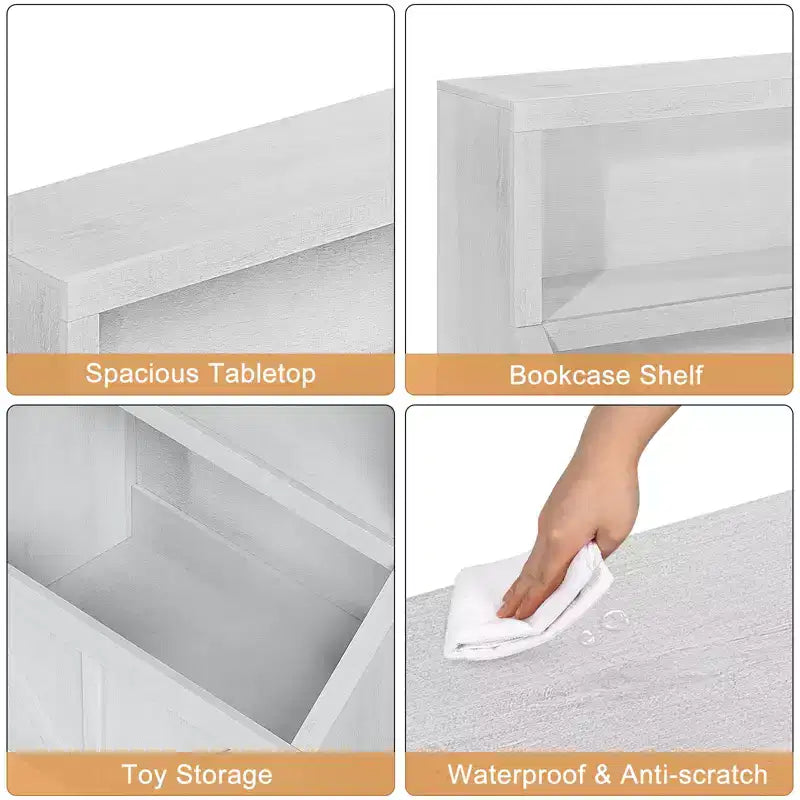 Libreria per bambini e armadietto porta-giocattoli bianco antico/bianco, 1 persona
